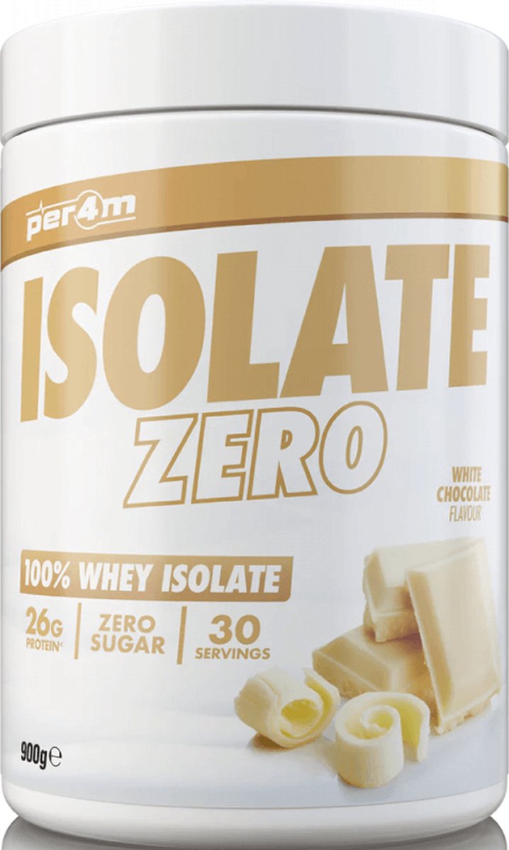 Goedkoopste Per4m Whey Isolate Zero (900g) White Chocolate - Eiwitten - Wei-eiwit isolaat
