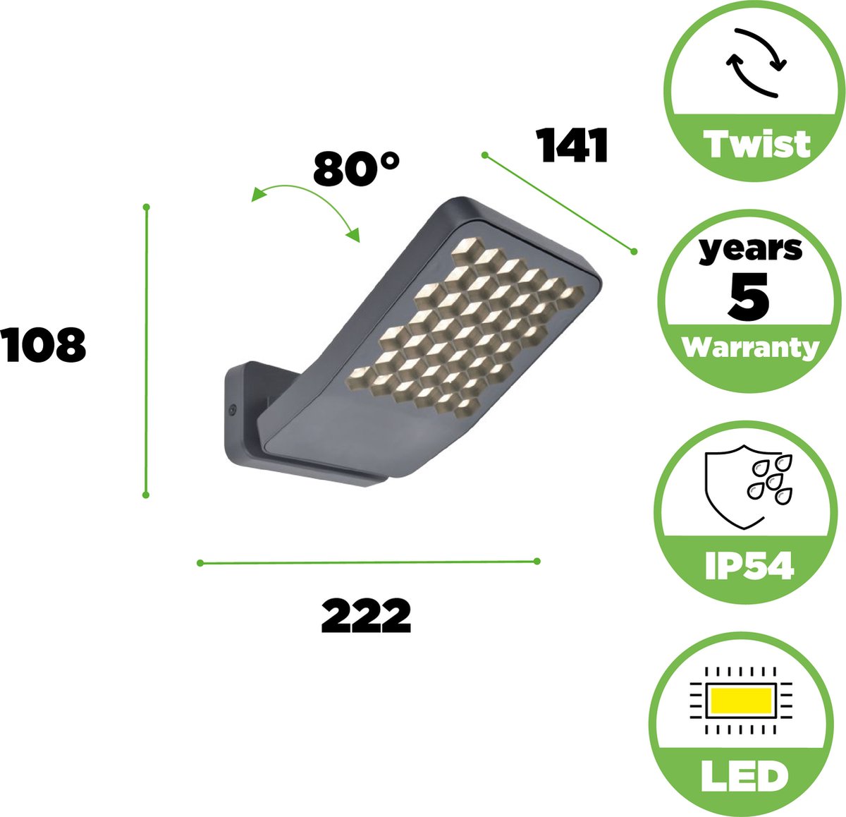Lutec Atlantis - LED wandlamp voor buiten - Anti-verblinding