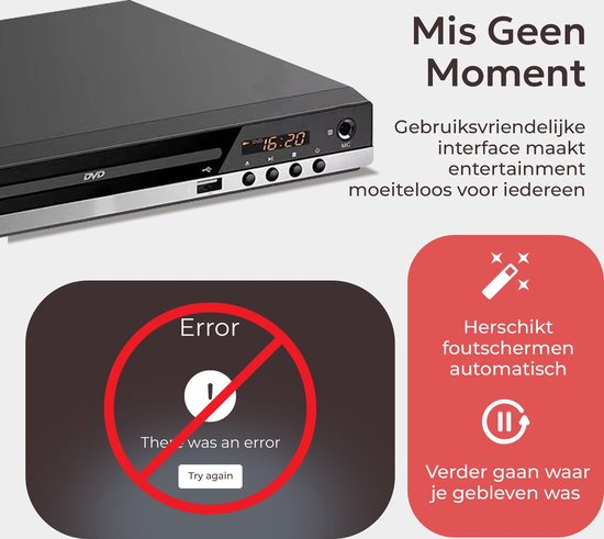 TM&DY DVD Speler met HDMI - 1080P Full HD - HDMI, RCA, USB en AUX Aansluiting - Regiovrij - Met Afstandsbediening — afbeelding 5