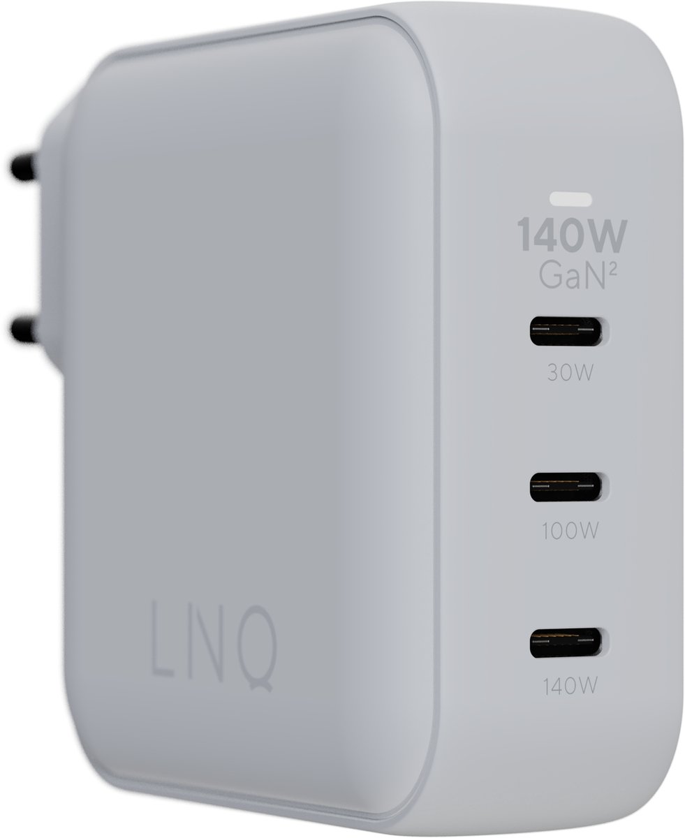 Linq Connects Laptop lader 140W GAN2 - Snellader met Geavanceerde GAN Technologie - USB-C Power Delivery Adapter voor Laptop, Tablet & Smartphone