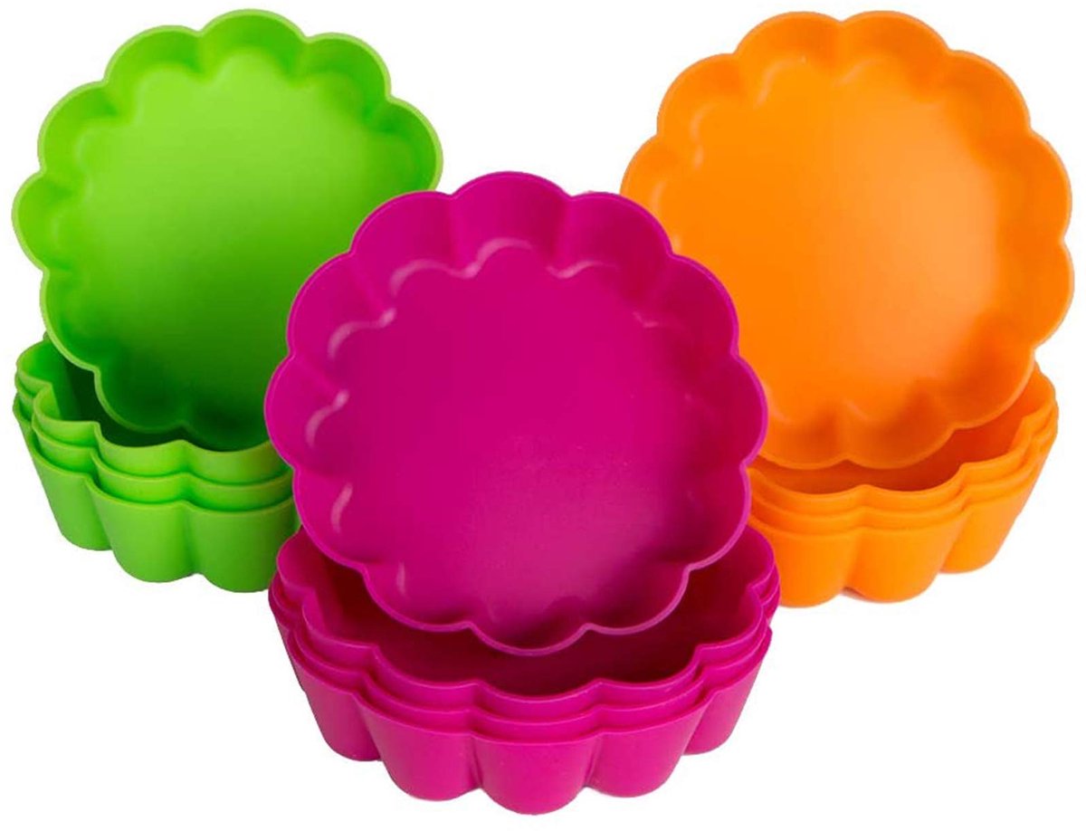 My Ninki ® Veelzijdige Siliconen Mini Taartvormen Set van 12 voor Quiche, Taart en Fruitcake Bakken