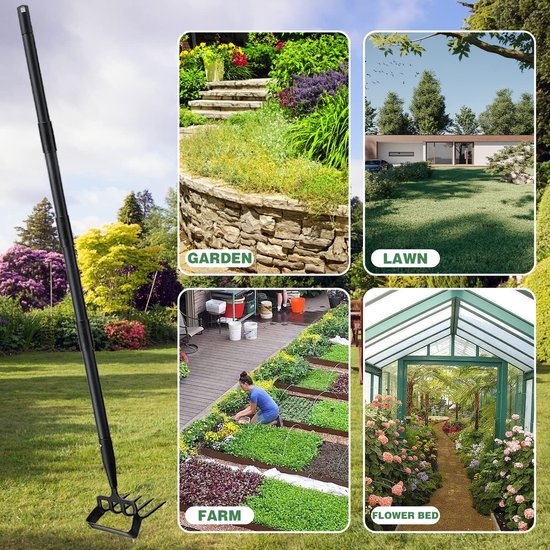 Unyqoos ® Tuinwerkzaamheden Innovatief Multifunctioneel Gereedschap met Verstelbare Stelen en Efficiënte Onkruidverwijdering van Merkloos	 — afbeelding 4