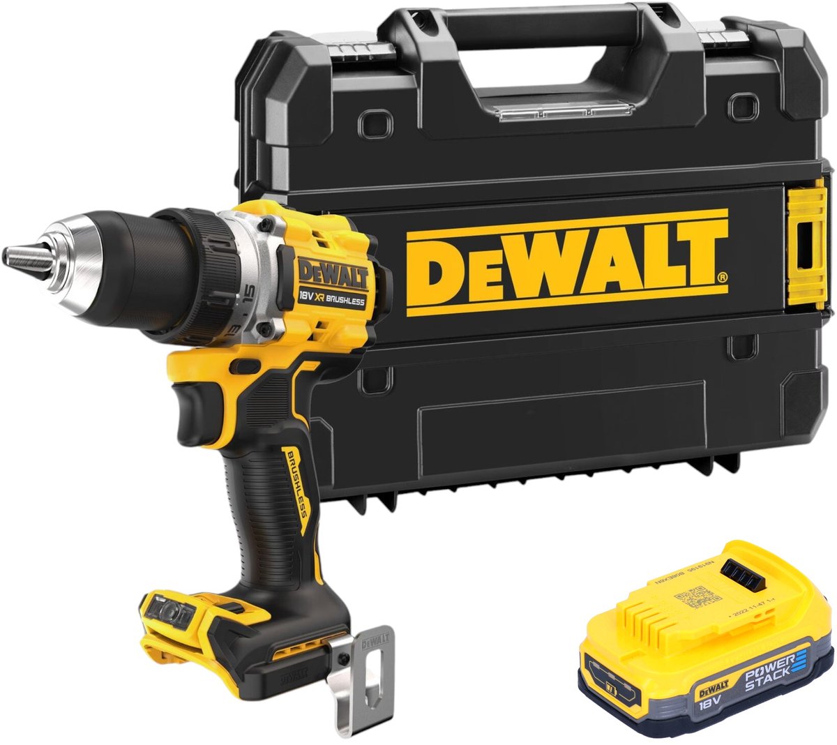 DeWalt DCD 800 NT accuboormachine 18 V 90 Nm borstelloos + 1x Powerstack accu 1.7 Ah + TSTAK - zonder lader
