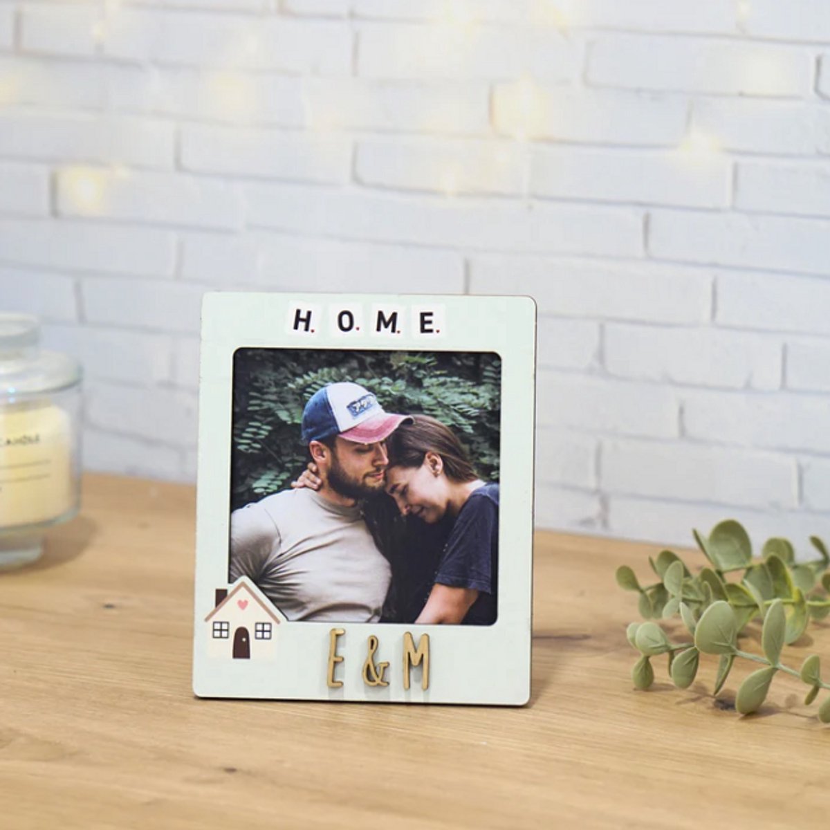 Vintiun - Gepersonaliseerde foto frame - Home liefdes thema - Hout - 10x10 - Kinderkamer decoratie