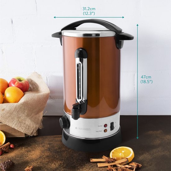 Navaris glühweinketel met temperatuurregelaar 6,8L - RVS glühweinkoker