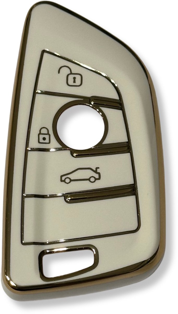 Sleutelcover voor BMW, Sleutelhoesje, Key Case for BMW, Autosleutel Hoesje Geschikt Voor BMW, X1, X2, X3, X4, X5, X6, Serie, 3,4,5,6,7,8, Wit - Goud