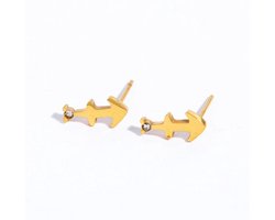 Plux Fashion Boogschutter Oorbellen - Goud - 1cm - Sieraden - Sterrenbeeld Oorbellen - Boogschutter Sterrenbeeld - Stainless Steel - Sieraden Cadeau - Boogschutter Sieraden - Gouden Oorbellen - Luxe Style - Duurzame Kwaliteit - Roestvrijstaal
