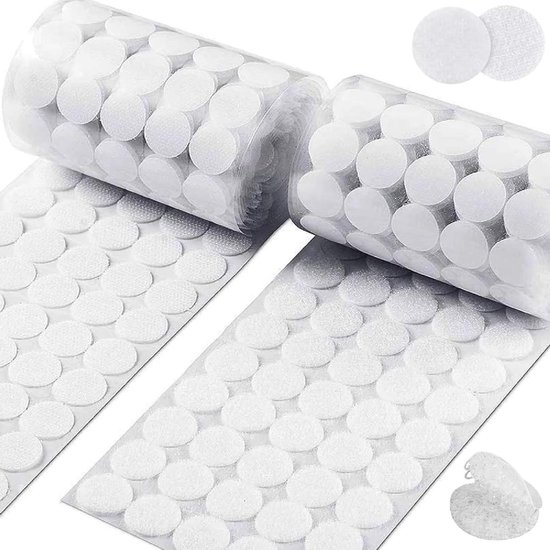 OPAHUTER 600 Stuks Klittenbandpunten Zelfklevend, 20 mm Zelfklevende Ronde Stippend, Haak & Lus Munten Stippen, Dubbelzijdig Stippen Klittenband, Kleverige Achterkant Munten voor DIY