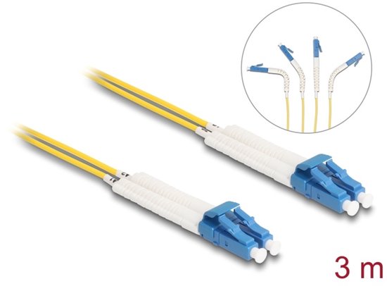 Delock Optical Fiber Cable LC Duplex to LC Duplex singlemode OS2 angled 3 m