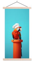 Posterhanger incl. Poster 40x80 cm - Schoolplaat - Ara - Koksmuts - Sokkel - Grappig - Textielposter - Blanke latten