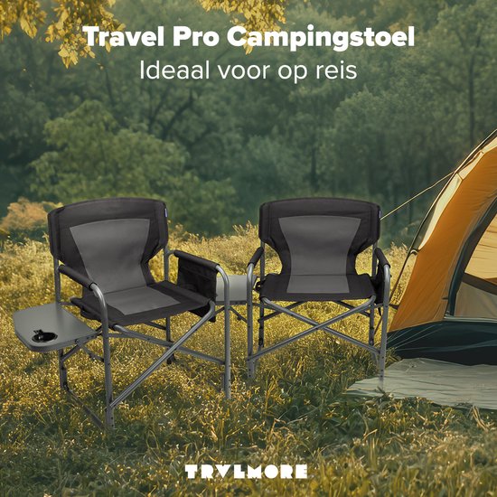 TRVLMORE Campingstoelen - Opvouwbaar - 2-Pack - 120KG Draagvermogen - Lichtgewicht - Klapstoel - Visstoel - Kampeerstoel - Vouwstoel - Zwart — afbeelding 2