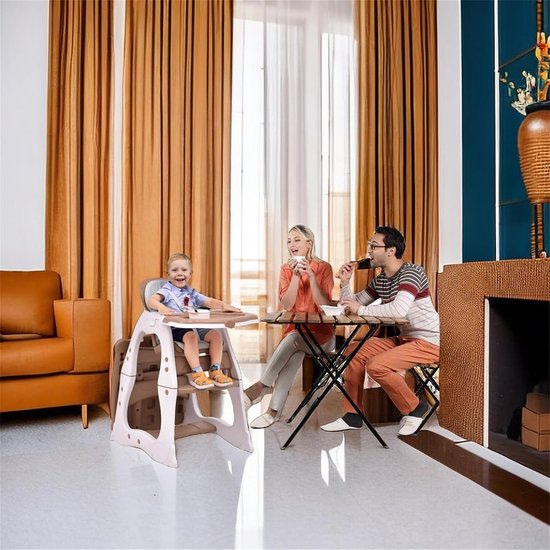 3-in-1 hoge babystoel, babystoel met 3 hoogteverstelbare rugleuning, kinderstoel met afneembaar dienblad, zitkussen en voetensteun, babystoel vanaf 6 maanden van Merkloos — afbeelding 4