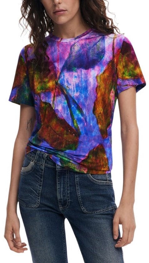 Robe T-shirt Desigual Pour Femme - Taille EU 42 Bleu, Rouge, Vert Style Décontracté