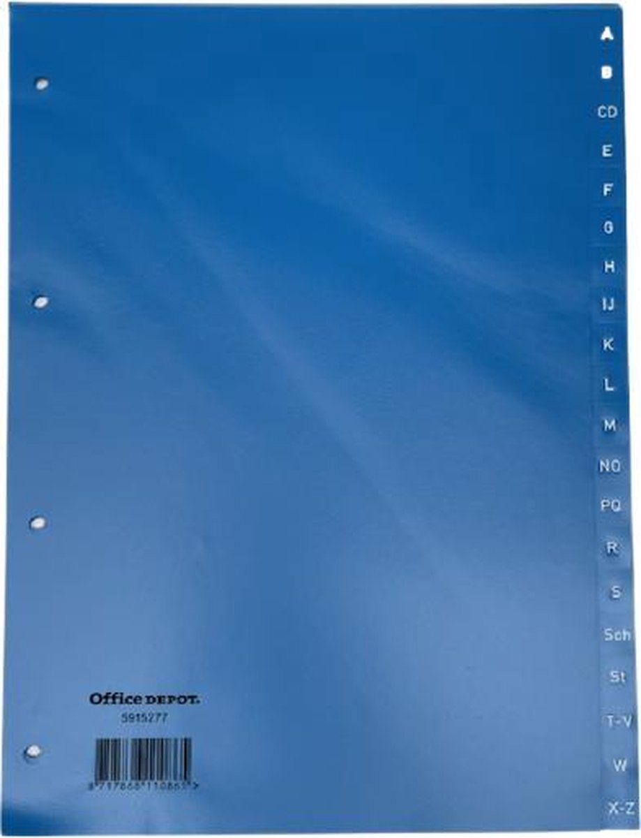 Tabbladen Blauw ft A4 - Polypropyleen - 4 gaats - 20 tabs - A t/m Z