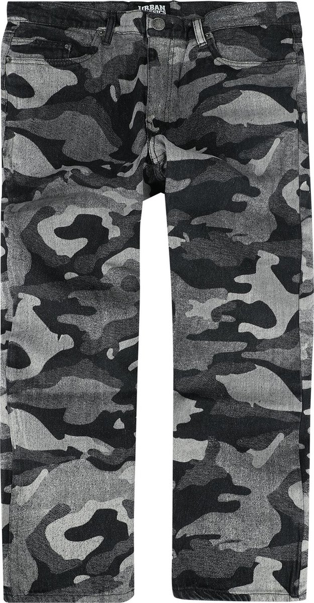 Urban Classics Laser Camo Printed Jeans Jeans camo W32L32 Katoen Zwarte Camouflage