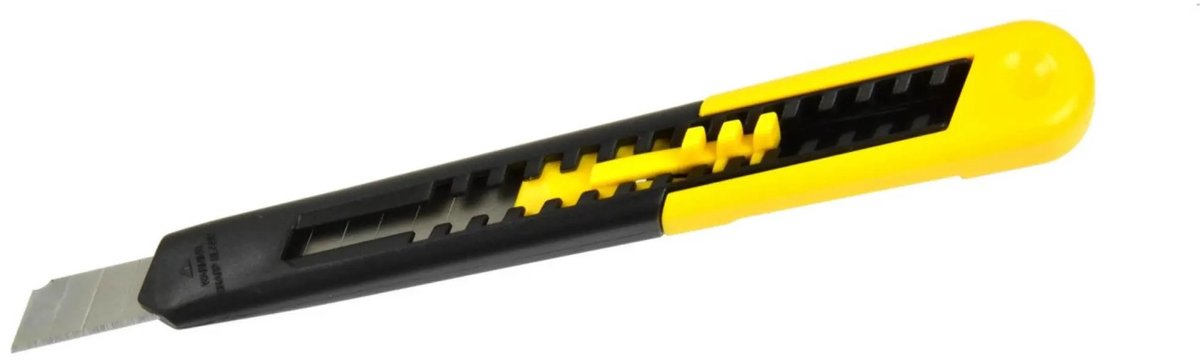 GEKO Klein en licht afbreekmesje - 9 mm - met clip en carbonstalen lemmet