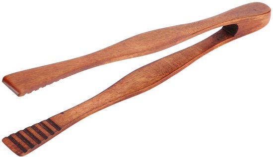 Keukenvoedsel Tang, Houten BBQ Clip Buffet Voedseltang Brood Steak Keukenklem Serveertang voor Koken, Serveren, Barbecue, Salade, Buffet, Oven(groen