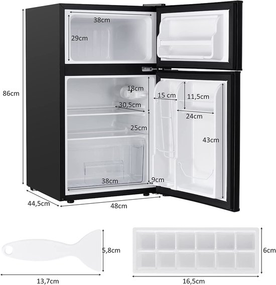 Draagbare mini-koelkast, ruime capaciteit, 360 graden koeling, dubbele