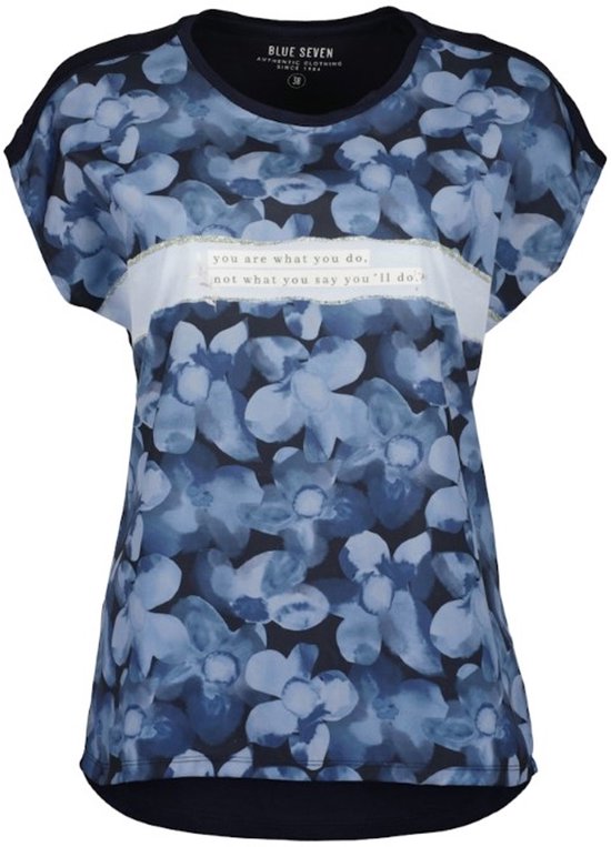 Blue Seven - Shirt 105866 navy print dames - maat 46