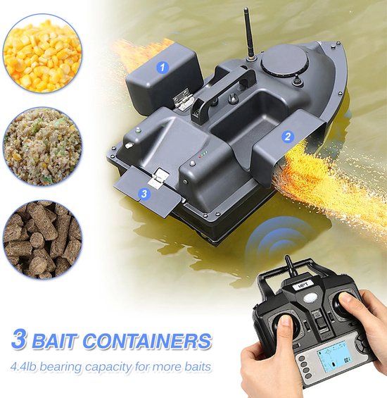 Voerboot - Voerboot karper - Karpervissen - 3 Voerbakken - 40 GPS Posities - 2KG laadvermogen - Automatische terugkeerfunctie - 500M van Merkloos — afbeelding 3