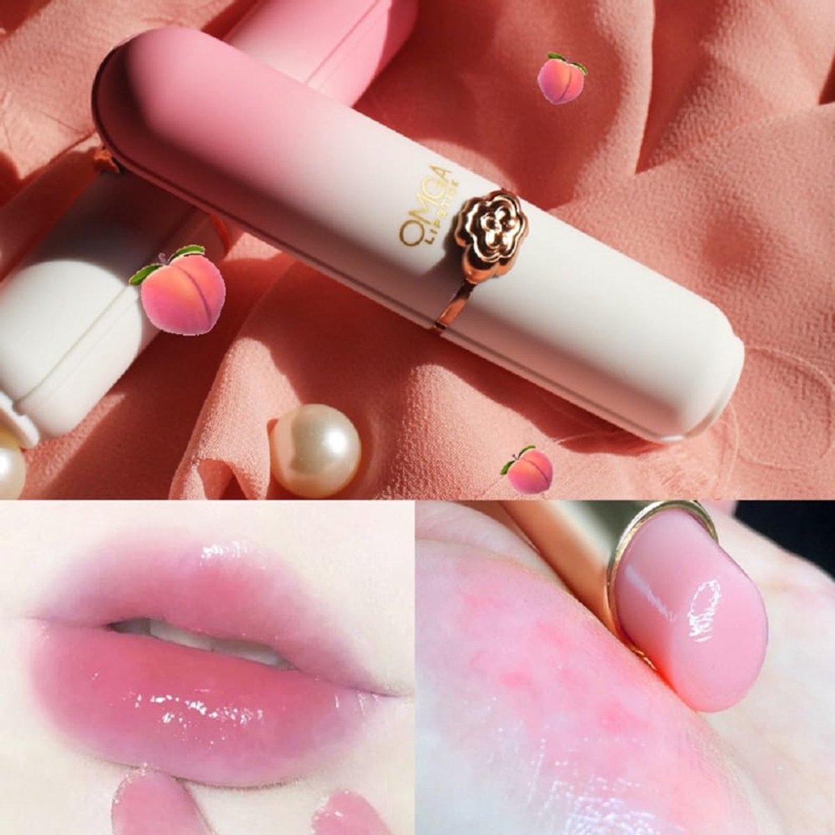 OMGA| Lippenbalsum Peach Color Changing Lipstick | Perzik Lippenstift voor Vollere Lippen |Hydraterende Roze Lipgloss | Lip balm pearl shine | balsem voor Grotere lippen - lip protector | Lip stick voor Dikkere lippen | Roze — cadeau in Cadeau-ideeën - foto 4