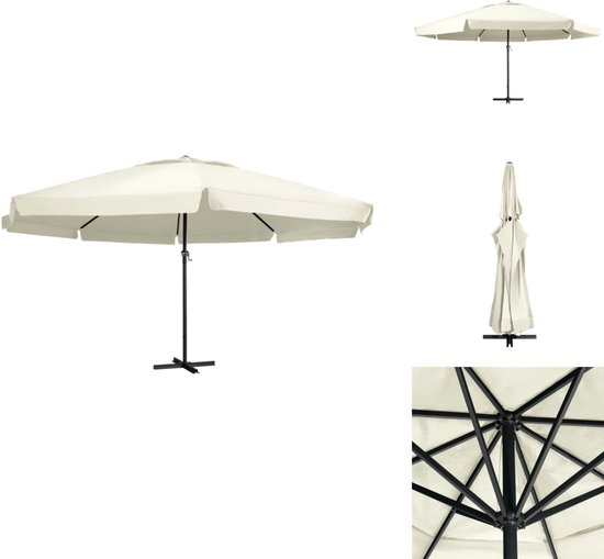 Yaheetech Romantische parasol met kwastjes, 242 cm, inklapbare tuinparasol, 8 glasvezelribben, scherm met franjes, zwengel, zonnescherm, terrasparasol, uv-bescherming, zonder standaard, crèmewit