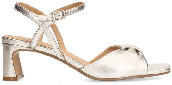 Manfield - Femme - Sandales à talons en cuir doré - Taille 36