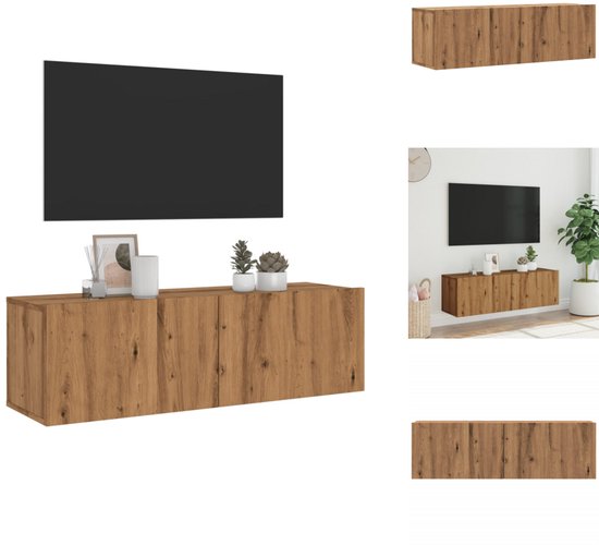 Tv-meubel 100x40x40 cm bewerkt hout wit en sonoma eikenkleurig