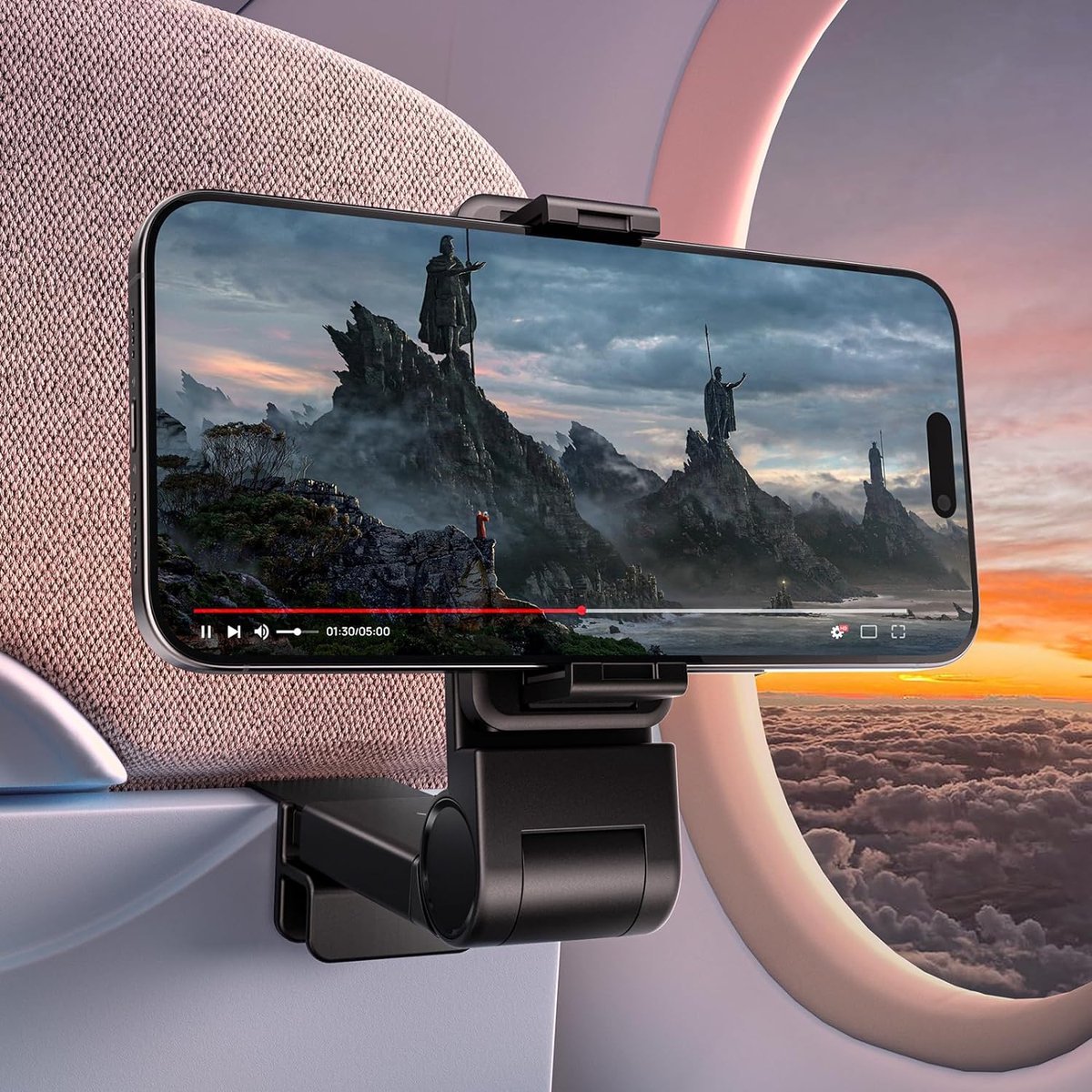 360 Graden Roterende Telefoonhouder voor Vliegtuig - Handsfree Reis Accessoire