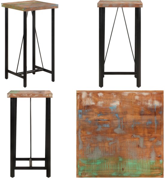 vidaXL Bartafel 55x55x107 cm massief gerecycled hout en ijzer - Bartafel - Bartafels - Statafel - Hoge Tafel