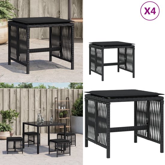 vidaXL Tuinkrukken met kussens 2 st 55x55x36 cm poly rattan grijs