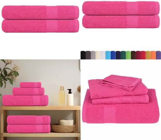 vidaXL Saunahanddoeken 2 st 80x200 cm 360 g/m² 100% katoen roze - Sauna Handdoek - Sauna Handdoeken - Handdoek - Handdoek Met Ophanglus
