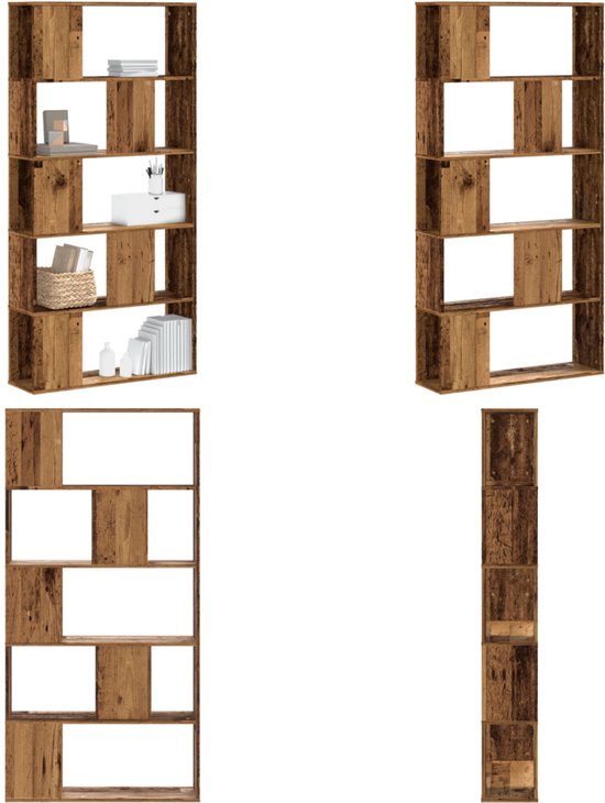 vidaXL Boekenkast 5-laags 45x23,5x162,5 cm bewerkt hout