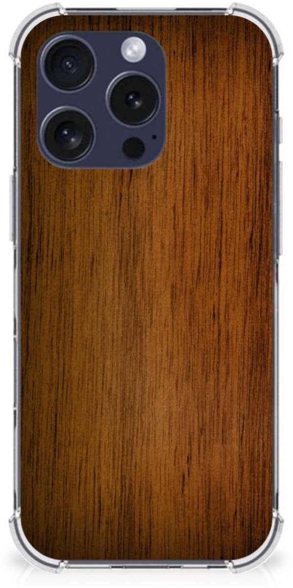 iPhone 16 Pro Stevig Telefoonhoesje Donker Hout