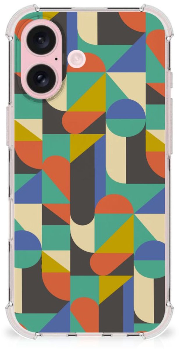 Back Cover voor iPhone 16 Doorzichtige Silicone Hoesje Funky Retro