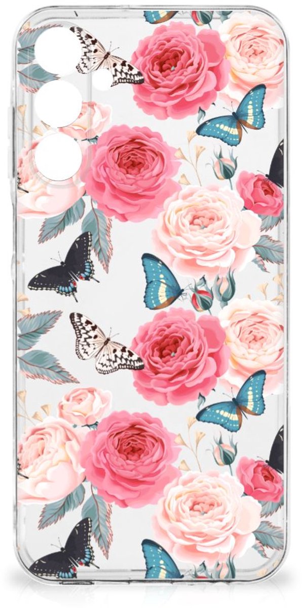 Back Cover voor Samsung Galaxy A16 TPU Case Butterfly Roses