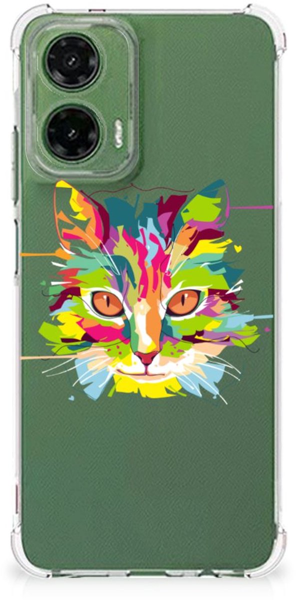 Motorola Moto G35 Stevig Bumper Hoesje Cat Color
