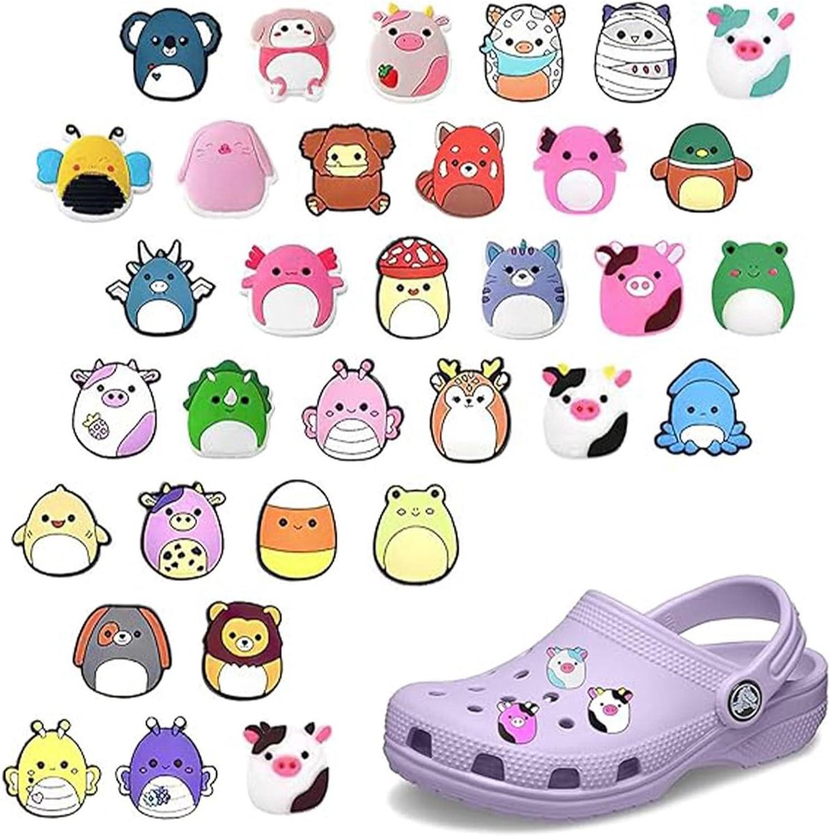 Image of 33 stuks Dier Duurzame Waterdichte Schoen Decoratie - PVC Cartoon Charms Set voor Schoenen - Feestelijke Verjaardag Decoraties