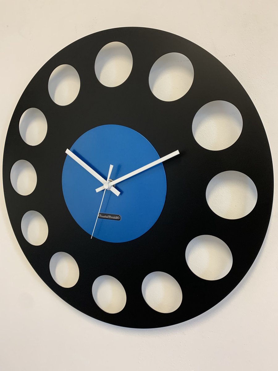 ChantalBrandO Wandklok MARAVAL Black & BLUE XL Modern Design