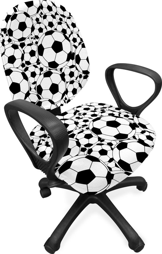 Housse de chaise de bureau à thème sportif monochrome avec ballons de Voetbal , housse en Tissus extensible et lavable, taille standard