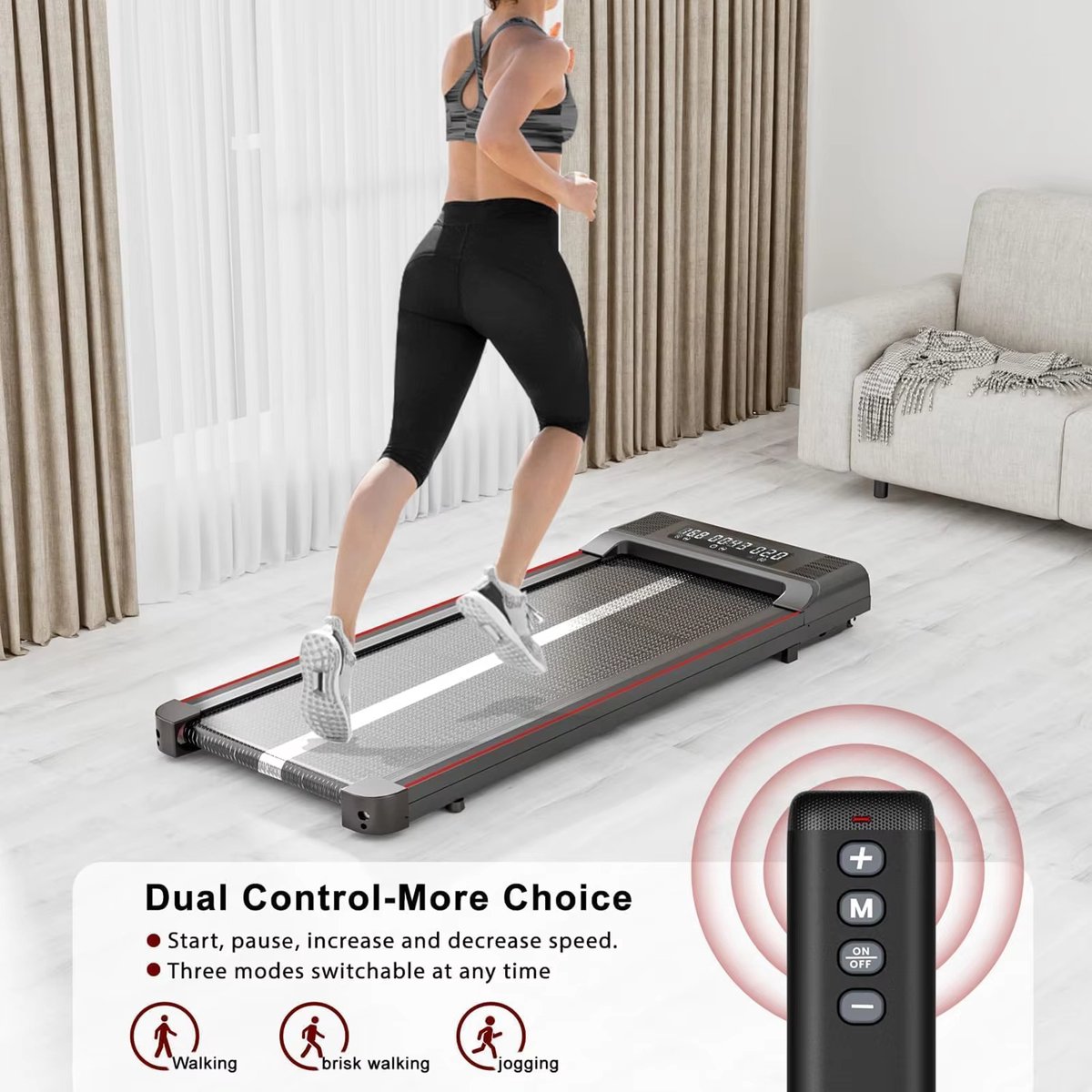 Afbeelding 2 van FluxRun Loopband - Inklapbaar - 1-10km/u - Met afstandsbediening en Bluetooth Speakers - Wandelband - Walking Pad - Opvouwbare Loopband - Walkingpad - Treadmill - Loopband Elektrisch