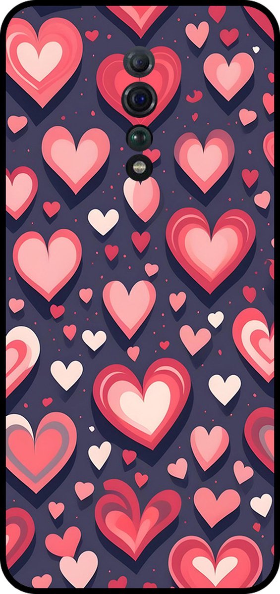 Smartphonica Telefoonhoesje Geschikt voor Oppo Reno Z met Hartjes Opdruk - TPU Backcover Case With Heart Design geschikt voor Oppo Reno Z