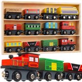 Kurtzy Houten Magnetische Trein Speelgoed Set met Opslag Doos (12 Pak