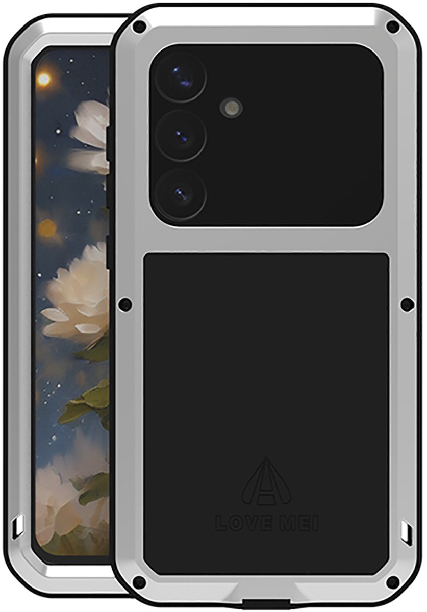 Love Mei Case geschikt voor Samsung Galaxy S25 Plus (S25+) - Metalen Extreme Protection Hoes - Grijs