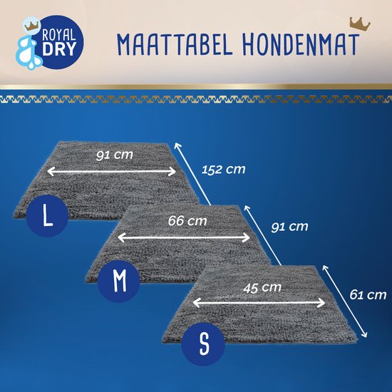 Paillasson Royal Dry pour animaux de compagnie - Tapis pour chien pour la voiture - Endroit idéal pour se coucher pour les chiens - 91x152 cm (taille L) - Chenille en microfibre - Convient aux chiens et autres animaux de compagnie
