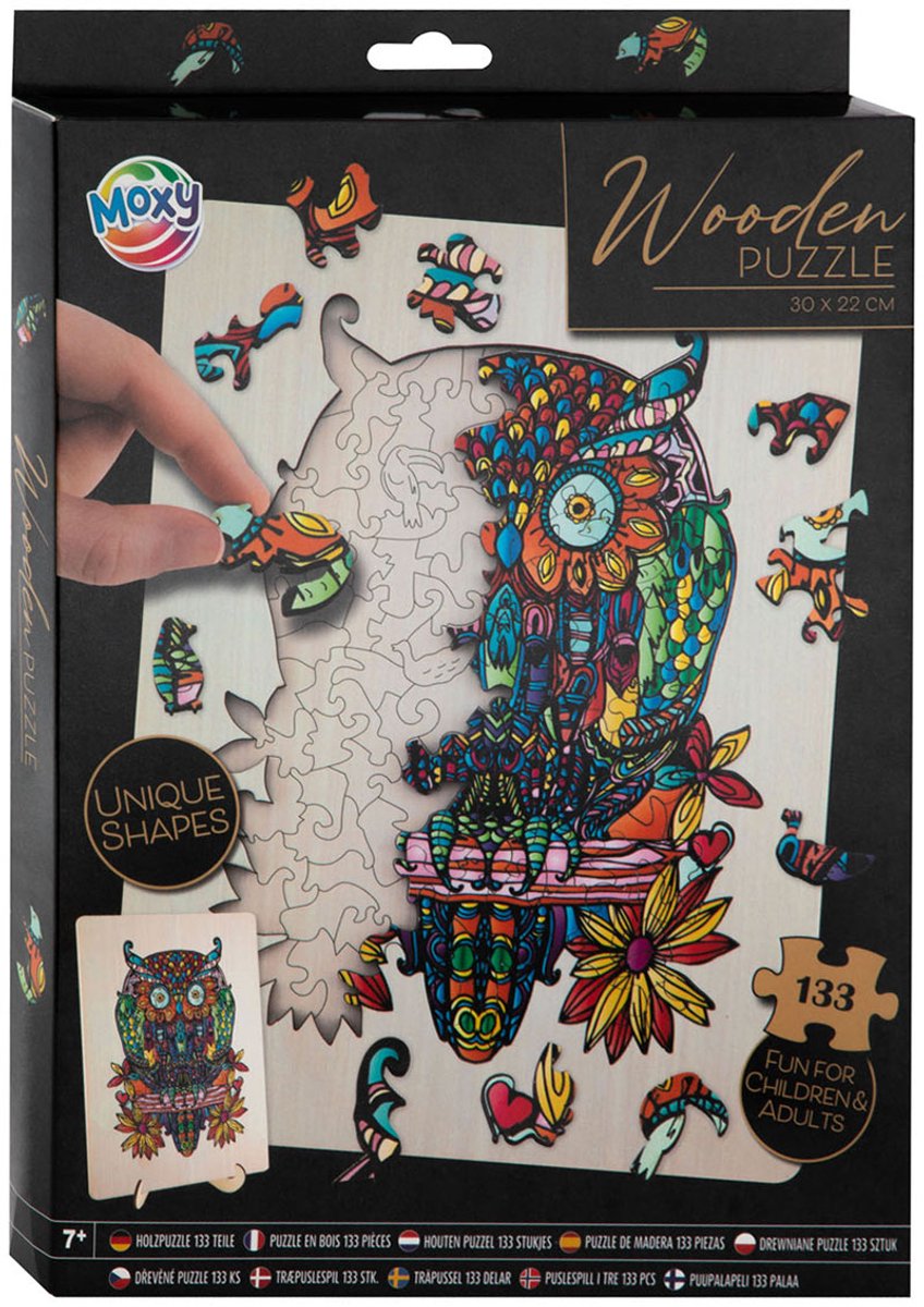 Puzzel hout figuur uil 133 stukjes