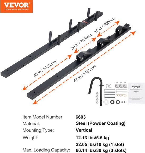 VEVOR Grastrimmerhouder Onkruidvreterframe Verticaal Max. Laadvermogen 30 Kg (3 Sleuven) / 10 Kg (1 Sleuven) Grastrimmer Trimmerstandaard voor uw Tuin- en Landschapsbehoeften — afbeelding 5