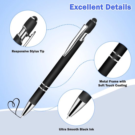 Stylus Pen voor tablet en smartphone - 12 Stuks - Styluspen - Tablet pen - Touch Pen - Voorzien van clip - Tekentablet van Sydey — afbeelding 3