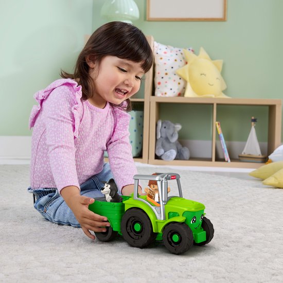 Fisher-Price Little People Tractor - Muzikaal Duwvoertuig met Aanhanger en 2 Figuren van Merkloos — afbeelding 5