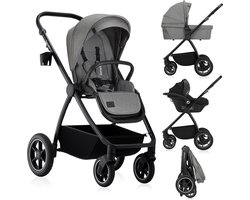 Lionelo Meril 3in1 Kinderwagen - Buggy – XL Reiswieg, Wandelwagen & ADAC-gecertificeerd Autostoeltje – All-Terrain Wielen – Compleet Accessoireset – UPF50+
